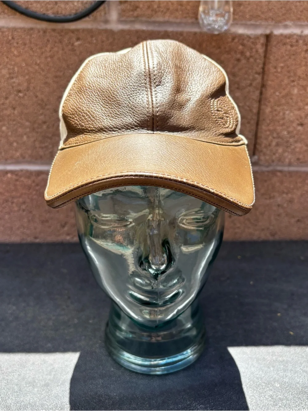 Gucci Interlocking G Baseball Cap Hat Leather Two Tone Size Small